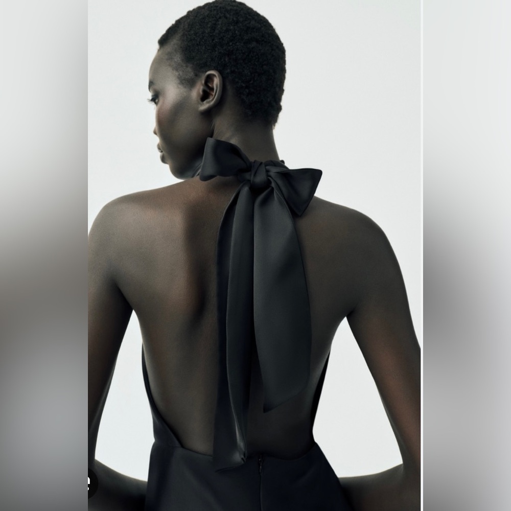 Zara Black Satin Halter Mini Dress - Picture 12 of 16